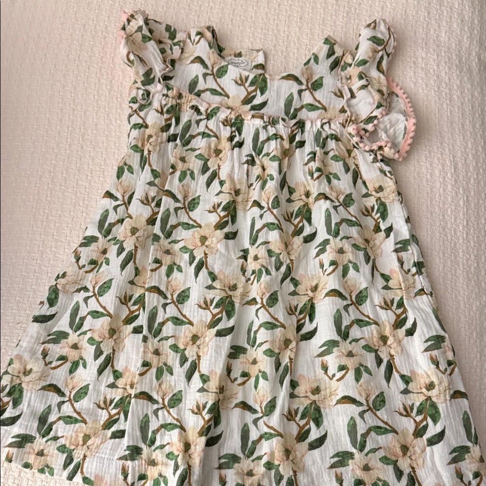 Mud Pie Green and Cream Floral Dress